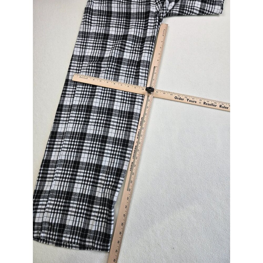 Nasty Gal Wide Leg Plaid Flannel Pants Size 4 Black & White - Picture 2 of 6